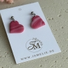 Herz Ohrringe aus Polymer Clay – marmoriert in Pink & Beere