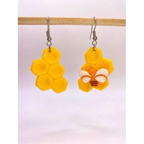 Bienenwaben Ohrringe aus Polymer Clay, Sommer Schmuck