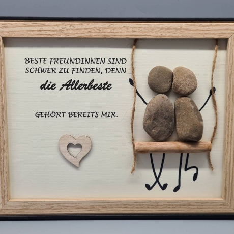 Steinbild als Geschenk für die beste Freundin - 2 Rahmenfarben