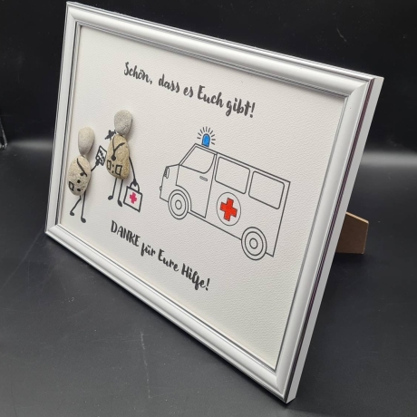 Steinbild als Geschenk für Sanitäter, Rettungsassistenten,Notarzt
