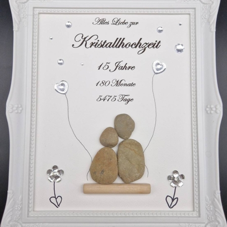 Steinbild zum 15. Hochzeitstag Kristallhochzeit personalisierbar