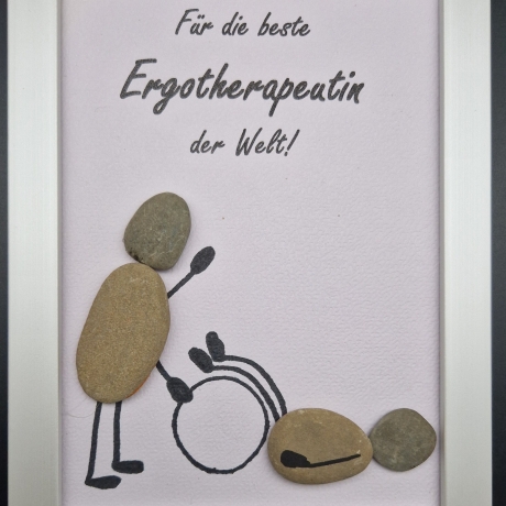 Liebevoll handgefertigtes Steinbild als Geschenk für die Ergotherapeutin