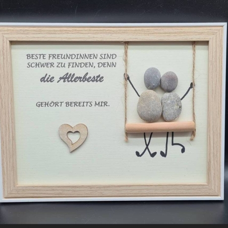 Steinbild als Geschenk für die beste Freundin - 2 Rahmenfarben