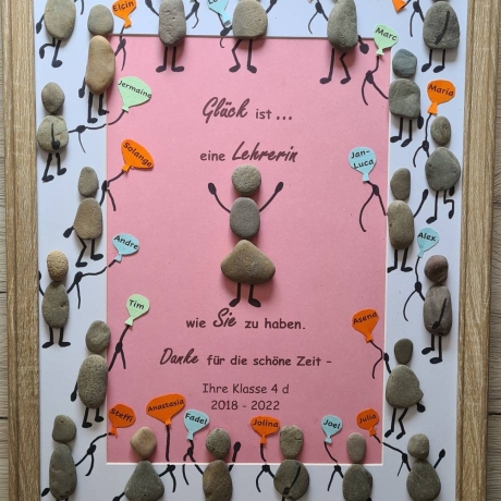 Steinbild - Geschenk für die Lehrerin bzw  Lehrer - bis 24 Kinder