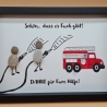 Liebevoll handgefertigtes Steinbild als Geschenk für Feuerwehrleute, den Feuerwehrmann, die Feuerwehrfrau - Feuerwehr