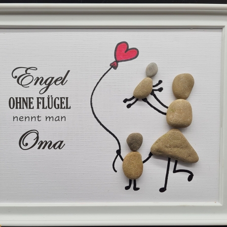 Liebevoll handgefertigtes Steinbild für die liebe Oma - Engel ohne Flügel ...