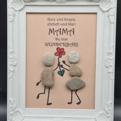 Liebevoll handgefertigtes Steinbild für die liebe Mama - zum Muttertag