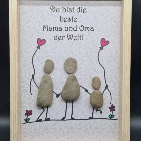 Liebevoll handgefertigtes Steinbild für die liebe Mama und Oma