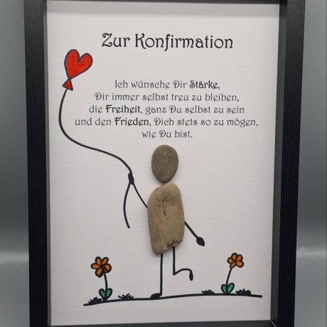 Liebevoll handgefertigtes Steinbild als Geschenk zur Konfirmation