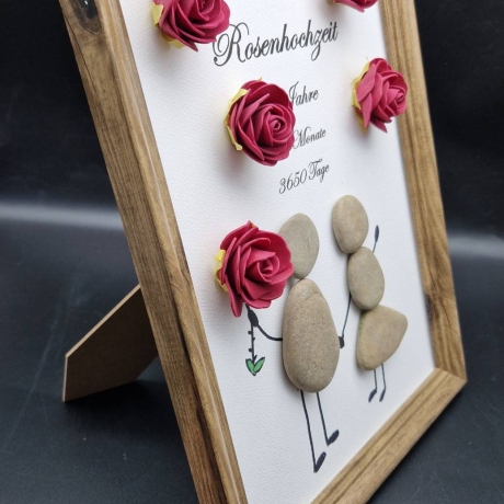 Steinbild zum 10. Hochzeitstag - Rosenhochzeit oder auch für andere Hochzeitstage - auch personalisierbar