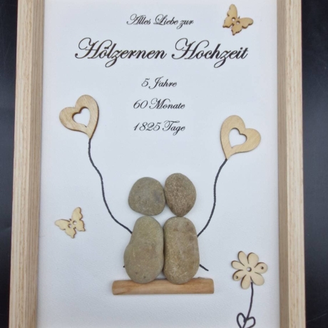 Steinbild zum 5. Hochzeitstag - Hölzerne Hochzeit 