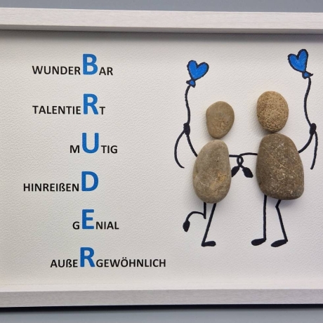 Steinbild für den lieben Bruder ... als Geschenk - 3 verschiedene Rahmenfarben