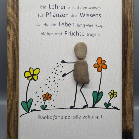 Liebevoll handgefertigtes Steinbild als Abschiedsgeschenk für den Lehrer, die Lehrerin - personalisierbar