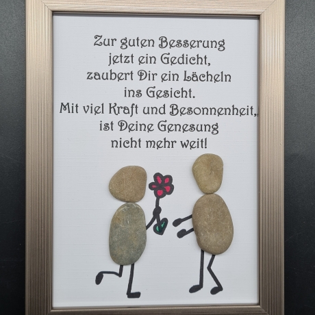 Liebevoll handgefertigtes Steinbild um gute Besserung zu sagen