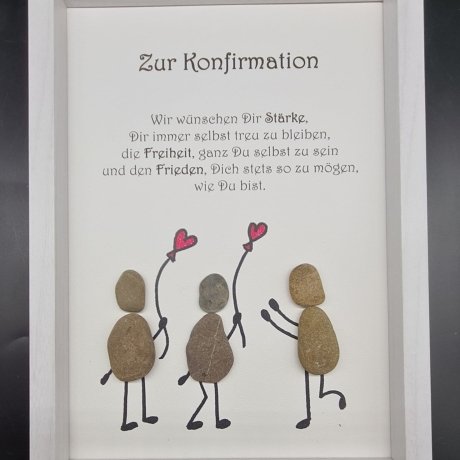 Steinbild als Geschenk zur Konfirmation in 3 Rahmenfarben