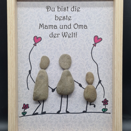 Liebevoll handgefertigtes Steinbild für die liebe Mama und Oma