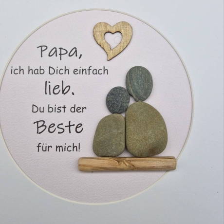 Liebevoll handgefertigtes Steinbild für den lieben Papa zum Vatertag