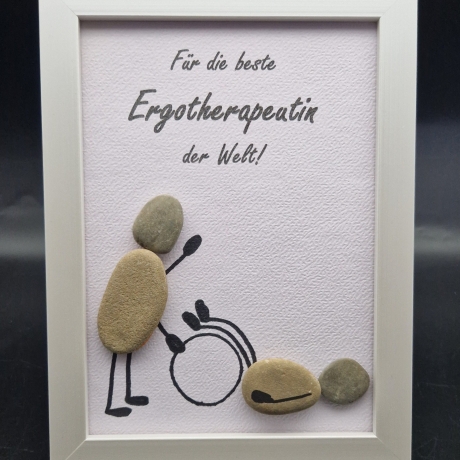 Liebevoll handgefertigtes Steinbild als Geschenk für die Ergotherapeutin