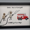 Liebevoll handgefertigtes Steinbild als Geschenk für Feuerwehrleute, den Feuerwehrmann, die Feuerwehrfrau - Feuerwehr