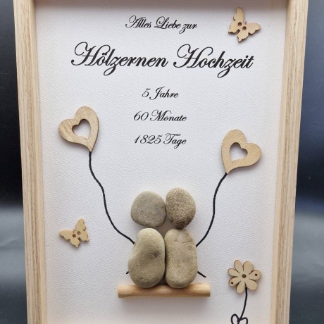 Steinbild zum 5. Hochzeitstag - Hölzerne Hochzeit 