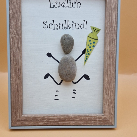 Steinbild Endlich Schulkind - personalisierbar