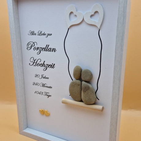 Steinbild 20. Hochzeitstag - Porzellanhochzeit personalisierbar