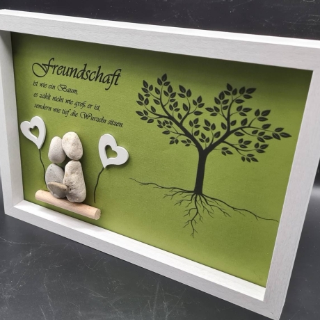 Liebevoll handgefertigtes Steinbild Freundschaft ... als Geschenk