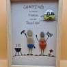 Steinbild für Camping Freunde - 2 Rahmenfarben