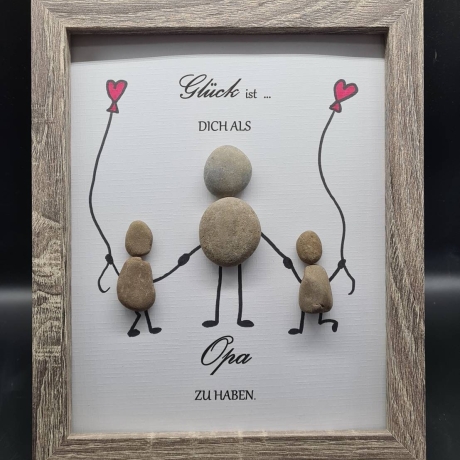 Steinbild für den lieben Opa, die Oma, Papa, Onkel oder Tante .. mit Kindern