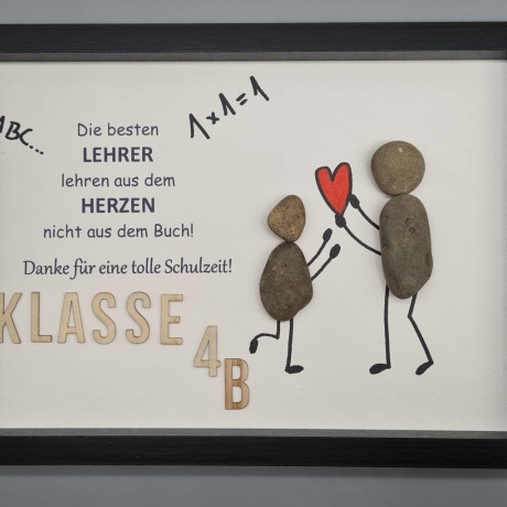 Liebevoll handgefertigtes Steinbild als Abschiedsgeschenk für den Lehrer, die Lehrerin - personalisierbar