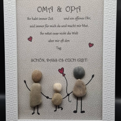 Liebevoll handgefertigtes Steinbild Oma und Opa ... 1 Enkelkind