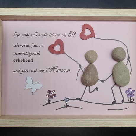 Steinbild für die beste Freundin - 2 verschiedenen Rahmenfarben