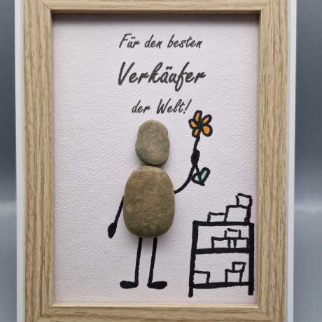 Liebevoll handgefertigtes Steinbild als Geschenk für die beste Putzfrau der Welt