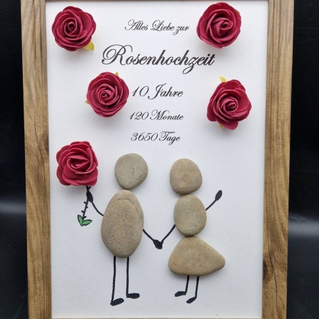 Steinbild zum 10. Hochzeitstag - Rosenhochzeit oder auch für andere Hochzeitstage - auch personalisierbar