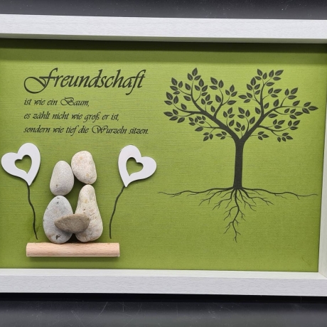 Liebevoll handgefertigtes Steinbild Freundschaft ... als Geschenk