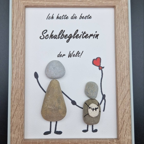 Liebevoll handgefertigtes Steinbild als Abschiedsgeschenk für die Schulbegleiterin