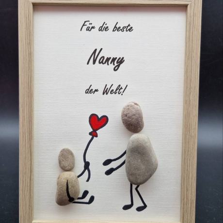 Liebevoll handgefertigtes Steinbild als Geschenk für die Nany