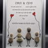 Steinbild Oma und Opa mit 2 Enkelkinder 