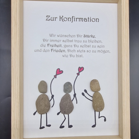 Steinbild als Geschenk zur Konfirmation in 3 Rahmenfarben