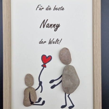 Liebevoll handgefertigtes Steinbild als Geschenk für die Nany