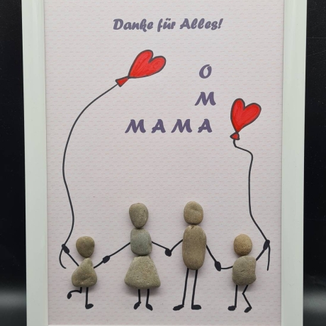 Liebevoll handgefertigtes Steinbild für die liebe Mama und Oma