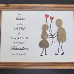 Handgefertigtes Steinbild für den lieben Papa und Opa - 2 Rahmenfarben