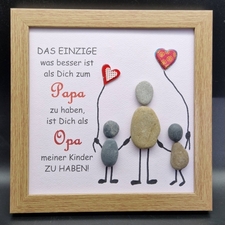 Steinbild für den lieben Vater, Papa, Vati und Opa zum Vatertag - wählbar mit 1 oder 2 Kindern
