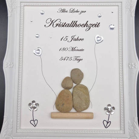 Steinbild zum 15. Hochzeitstag Kristallhochzeit personalisierbar