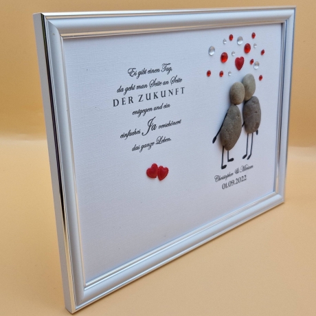Steinbild als Geschenk zur Hochzeit - personalisierbar 