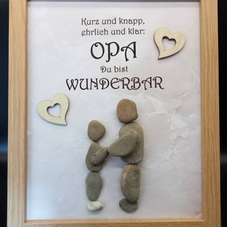 Steinbild für dem lieben Opa mit 1 Enkelkind - Opa ist wunderbar