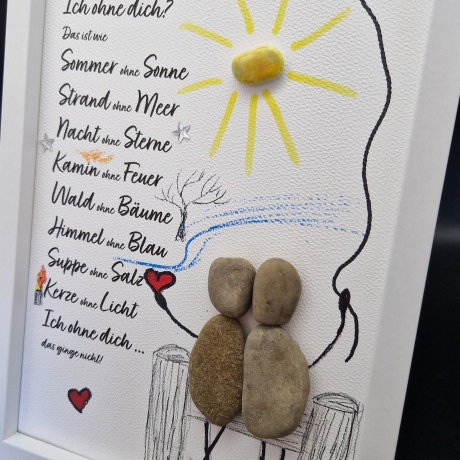 Steinbild als Geschenk für Verliebte - Ich ohne dich ...