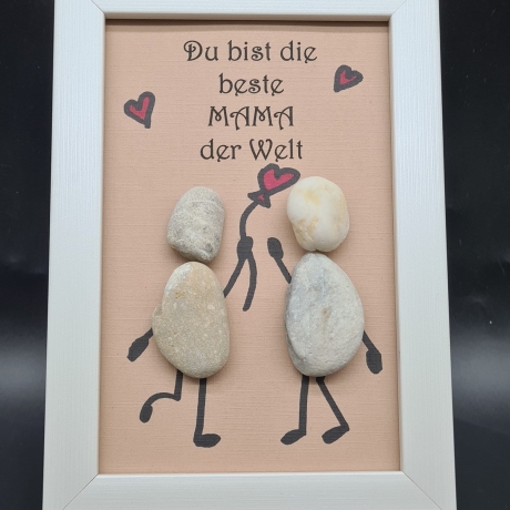 Liebevoll handgefertigtes Steinbild für die liebe Mama - zum Muttertag