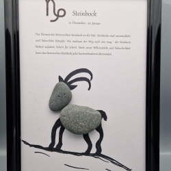 Steinbild Sternzeichen Steinbock aus Kieselsteinen 