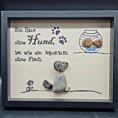 Liebevoll handgefertigtes Steinbild für Hunde Liebhaber